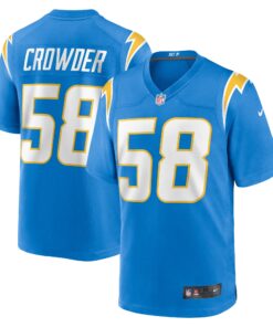 Men's Los Angeles Chargers Tae Crowder Powder Blue Team Game Jersey JS1600 nicesnker