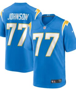 Men's Los Angeles Chargers Zion Johnson Powder Blue Player Game Jersey JS1350 nicesnker
