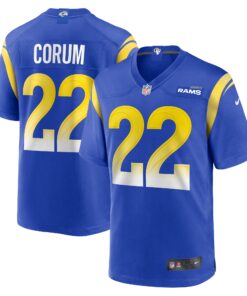 Men's Los Angeles Rams Blake Corum Royal Game Player Jersey JS8500 nicesnker