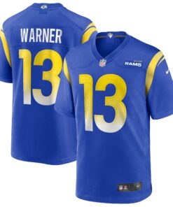 Men's Los Angeles Rams Kurt Warner Royal Game Retired Player Jersey JS3898 nicesnker