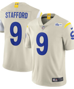 Men's Los Angeles Rams Matthew Stafford Bone Vapor Limited Jersey JS8498 nicesnker