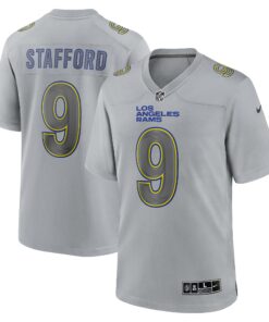 Men's Los Angeles Rams Matthew Stafford Gray Atmosphere Fashion Game Jersey JS8739 nicesnker