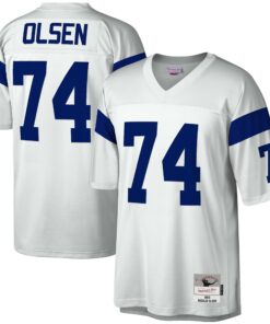 Men's Los Angeles Rams Merlin Olsen Mitchell & Ness White Legacy Jersey JS9649 nicesnker