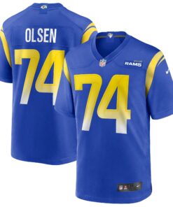Men's Los Angeles Rams Merlin Olsen Royal Game Retired Player Jersey JS5232 nicesnker