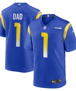 Men's Los Angeles Rams Number 1 Dad Royal Game Jersey JS6926 nicesnker