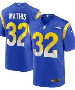 Men's Los Angeles Rams Ochaun Mathis Royal Home Game Jersey JS2690 nicesnker
