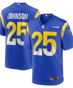 Men's Los Angeles Rams Quindell Johnson Royal Team Game Jersey JS2511 nicesnker