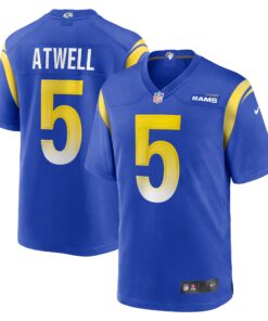 Men's Los Angeles Rams Tutu Atwell Royal Home Game Jersey JS7111 nicesnker