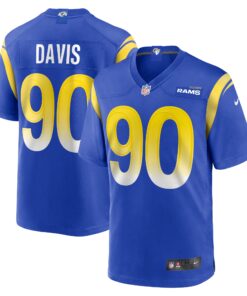 Men's Los Angeles Rams Tyler Davis Royal Team Game Jersey JS7610 nicesnker
