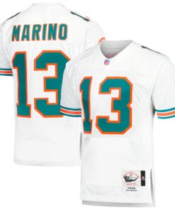 Men's Miami Dolphins 1995 Dan Marino Mitchell & Ness White Throwback Retired Player Pocket Jersey JS2301 nicesnker