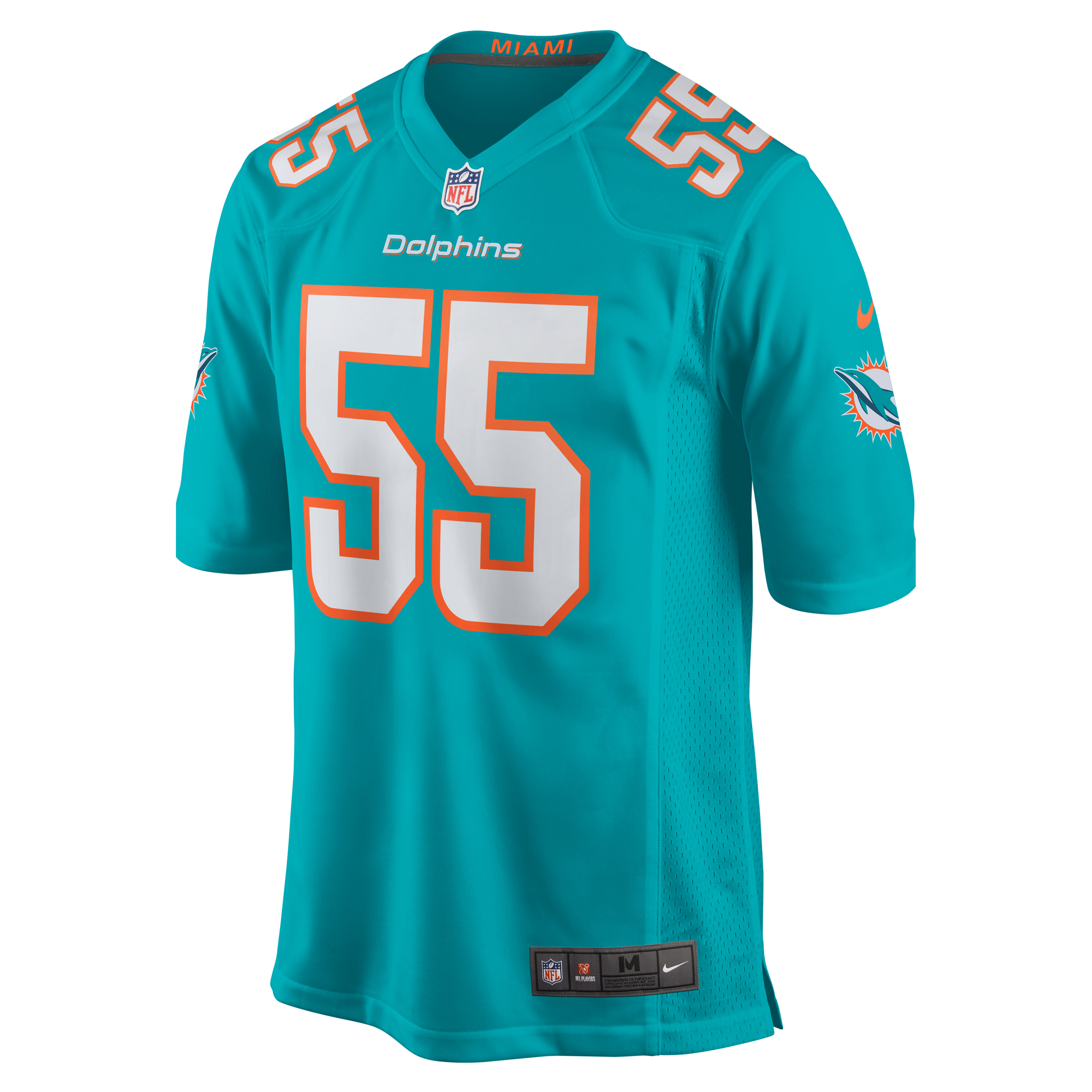 Men's Miami Dolphins Aaron Brewer Aqua Game Jersey JS8213 nicesnker - Image 2