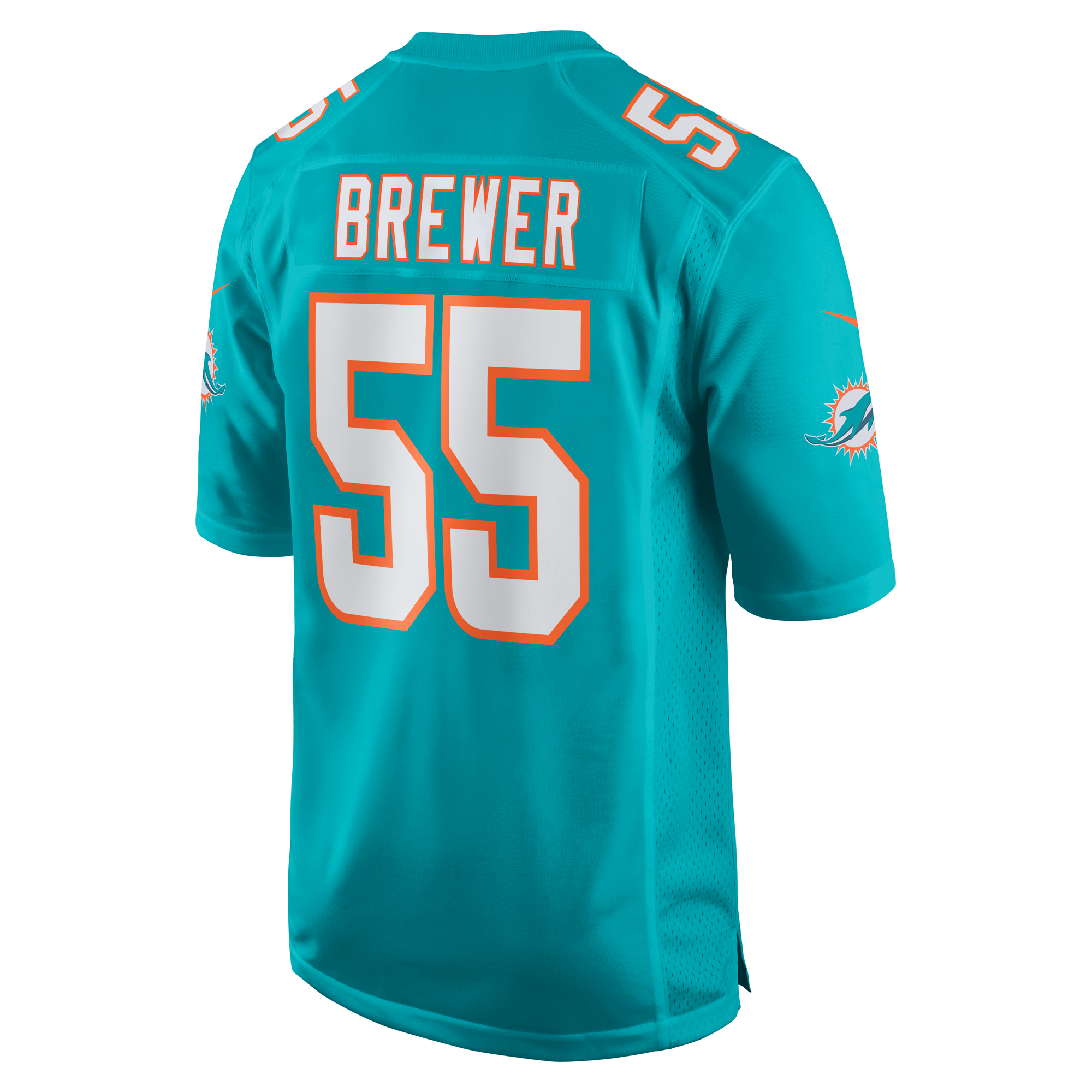 Men's Miami Dolphins Aaron Brewer Aqua Game Jersey JS8213 nicesnker - Image 3