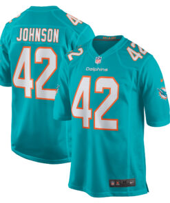 Men's Miami Dolphins Alexander Johnson Aqua Game Jersey JS8171 nicesnker