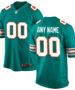 Men's Miami Dolphins Aqua Alternate Custom Game Jersey JS5540 nicesnker