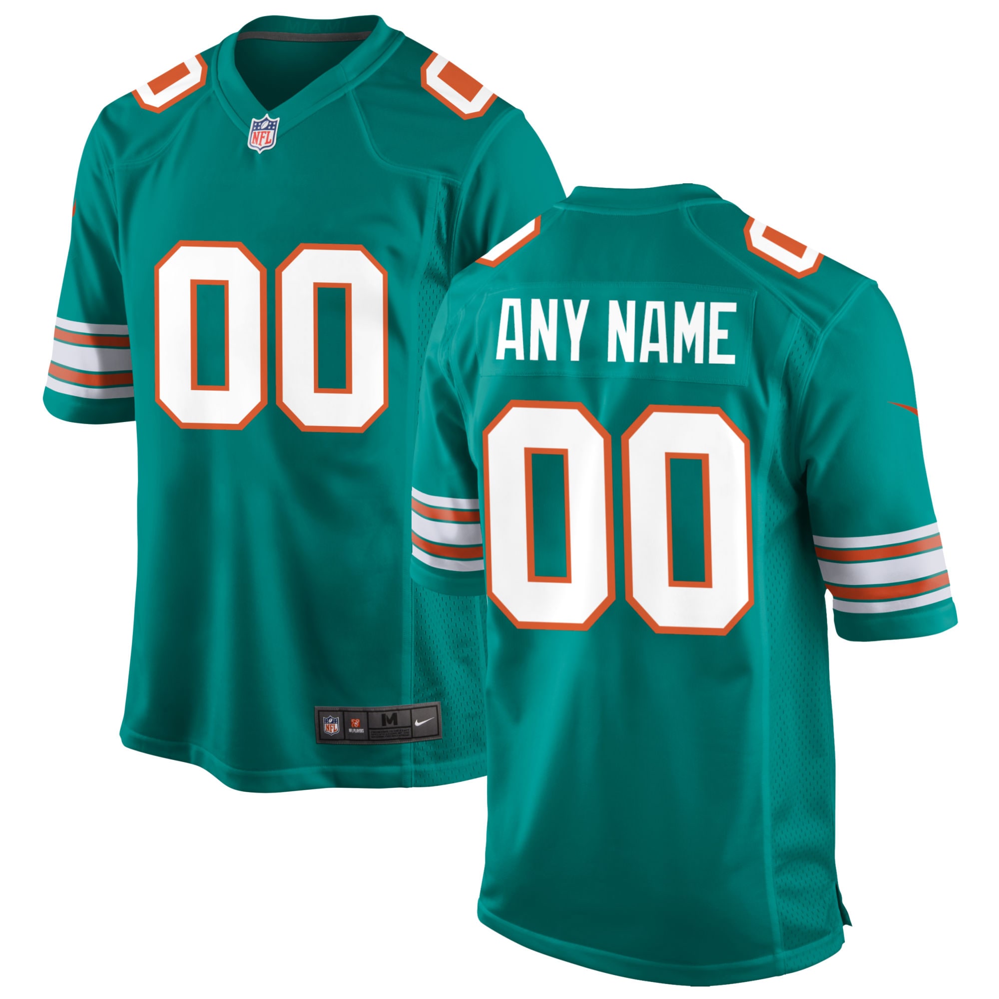 Men's Miami Dolphins Aqua Alternate Custom Game Jersey JS5540 nicesnker