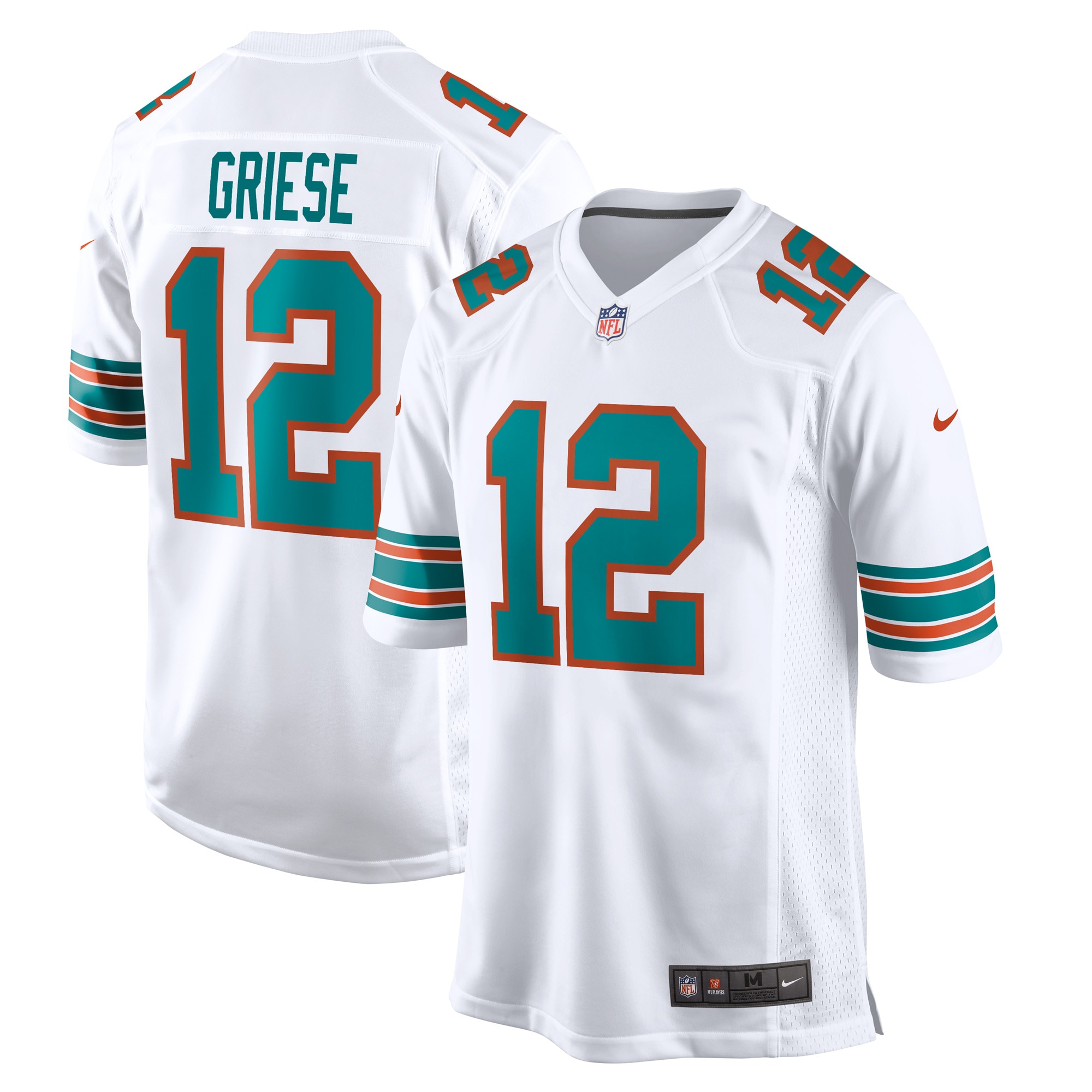 Men's Miami Dolphins Bob Griese White Retired Player Jersey JS6836 nicesnker
