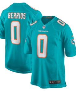 Men's Miami Dolphins Braxton Berrios Aqua Game Jersey JS2283 nicesnker