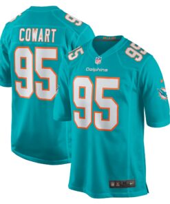 Men's Miami Dolphins Byron Cowart Aqua Game Jersey JS8709 nicesnker