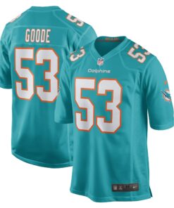 Men's Miami Dolphins Cameron Goode Aqua Game Player Jersey JS4525 nicesnker