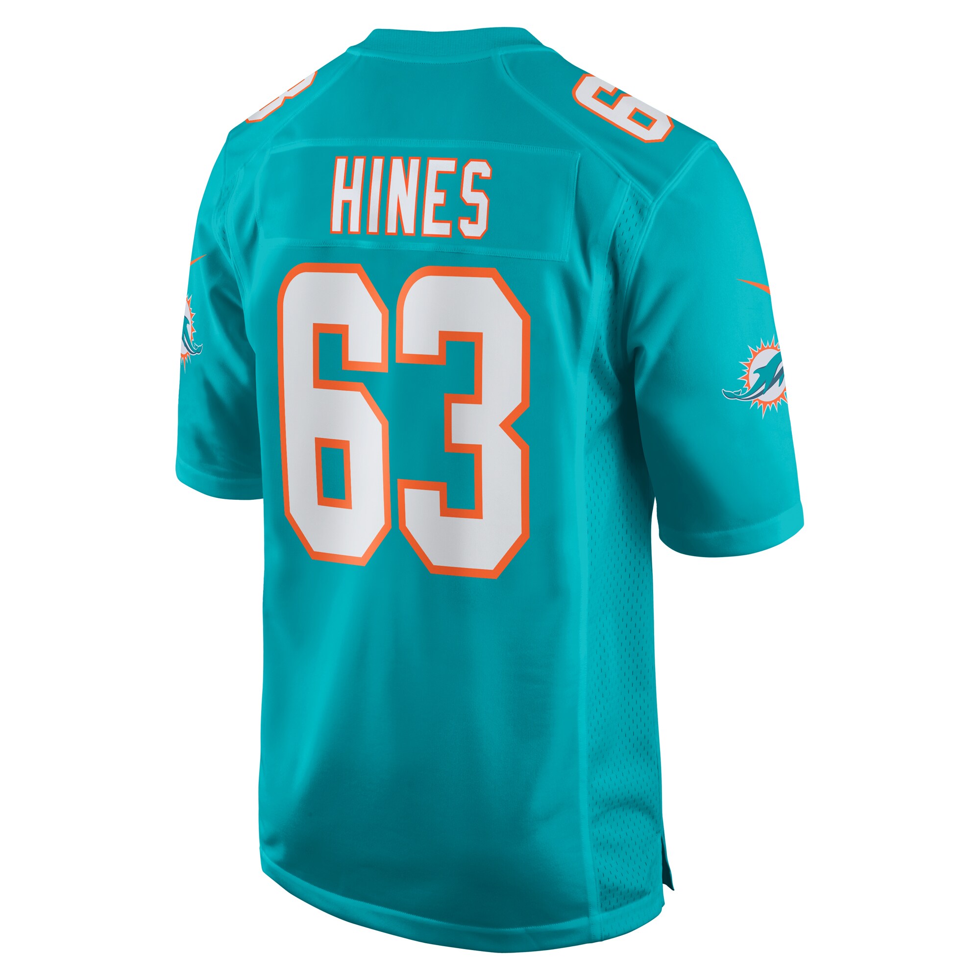 Men's Miami Dolphins Chasen Hines Aqua Team Game Jersey JS3835 nicesnker - Image 3