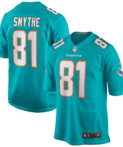 Men's Miami Dolphins Durham Smythe Aqua Game Jersey JS3017 nicesnker