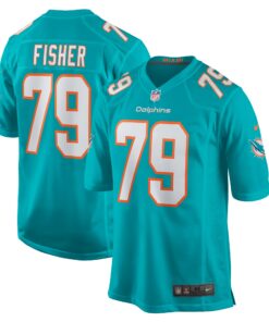 Men's Miami Dolphins Eric Fisher Aqua Home Game Player Jersey JS2566 nicesnker