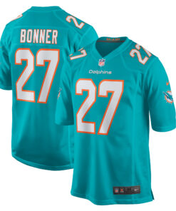 Men's Miami Dolphins Ethan Bonner Aqua Game Jersey JS8552 nicesnker