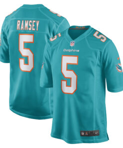 Men's Miami Dolphins Jalen Ramsey Aqua Team Color Game Jersey JS9869 nicesnker