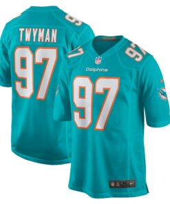 Men's Miami Dolphins Jaylen Twyman Aqua Home Game Player Jersey JS5093 nicesnker