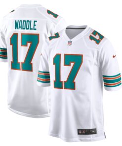 Men's Miami Dolphins Jaylen Waddle White Game Jersey JS4873 nicesnker