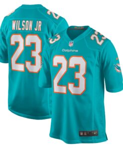 Men's Miami Dolphins Jeff Wilson Jr. Aqua Game Player Jersey JS1864 nicesnker