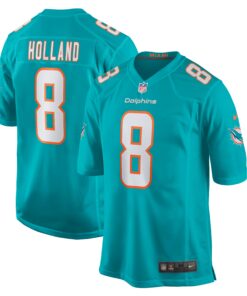 Men's Miami Dolphins Jevon Holland Aqua Game Player Jersey JS5867 nicesnker