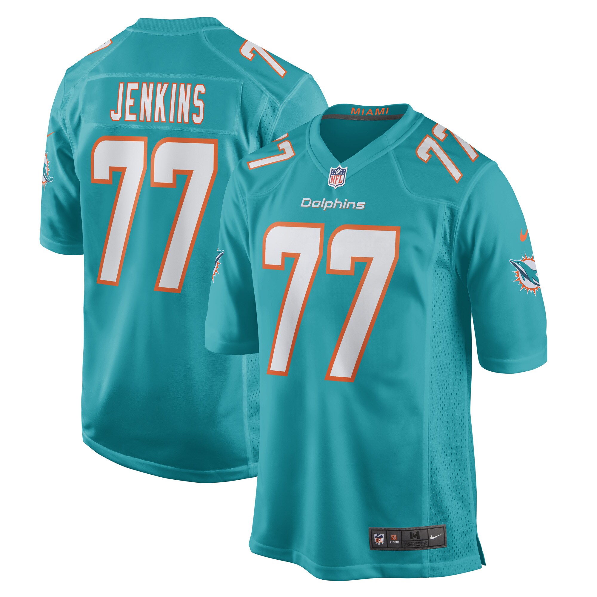 Men's Miami Dolphins John Jenkins Aqua Game Player Jersey JS3417 nicesnker