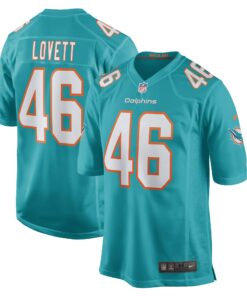 Men's Miami Dolphins John Lovett Aqua Game Player Jersey JS9321 nicesnker