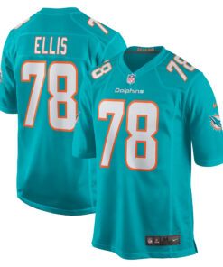 Men's Miami Dolphins Justin Ellis Aqua Game Jersey JS8901 nicesnker