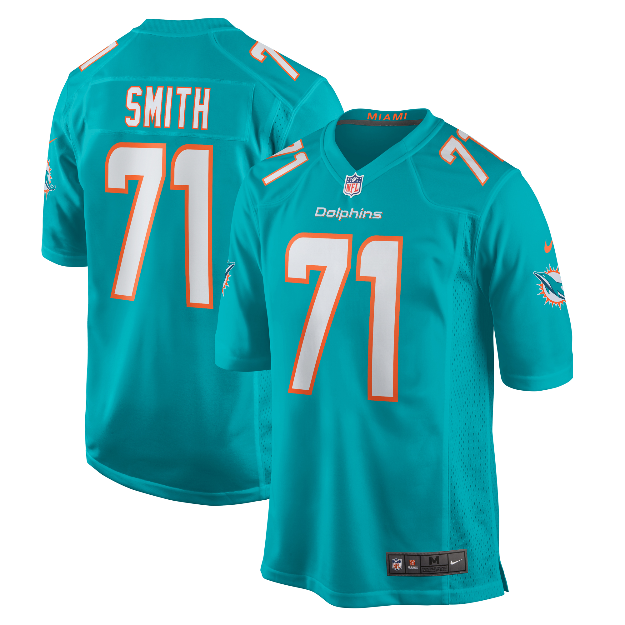 Men's Miami Dolphins Kion Smith Aqua Game Jersey JS9109 nicesnker