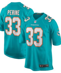 Men's Miami Dolphins Lamical Perine Aqua Home Game Player Jersey JS1284 nicesnker