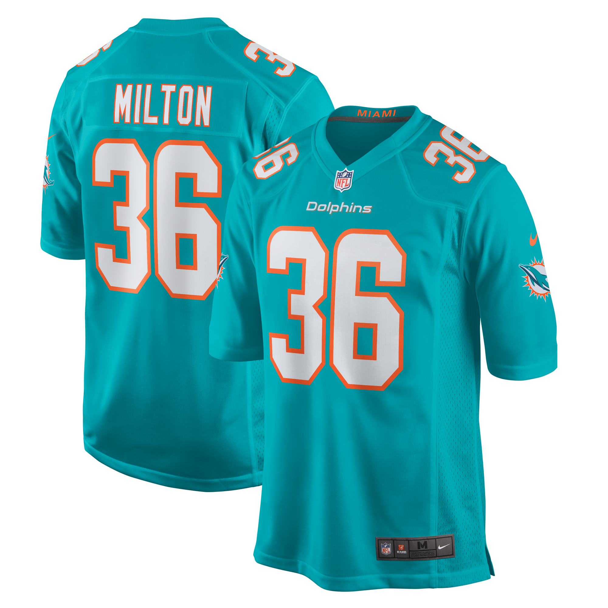 Men's Miami Dolphins Mark Milton Aqua Game Jersey JS5928 nicesnker