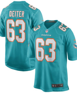 Men's Miami Dolphins Michael Deiter Aqua Game Jersey JS3719 nicesnker