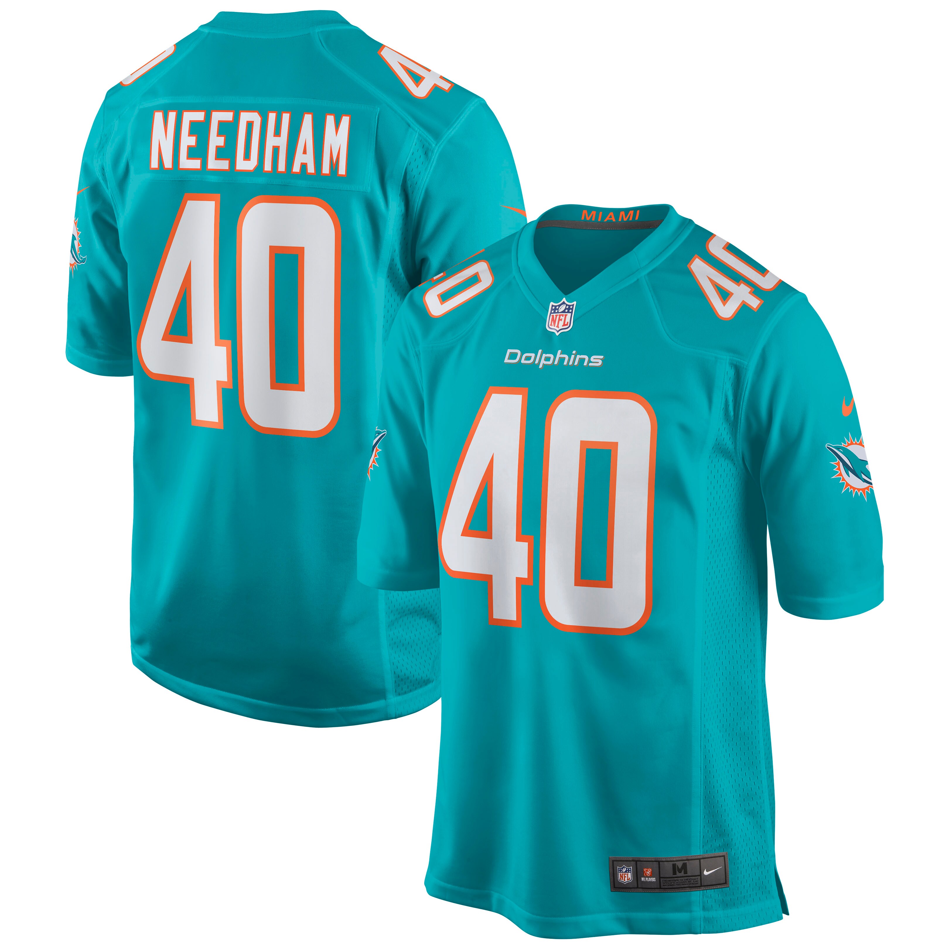 Men's Miami Dolphins Nik Needham Aqua Game Jersey JS1514 nicesnker
