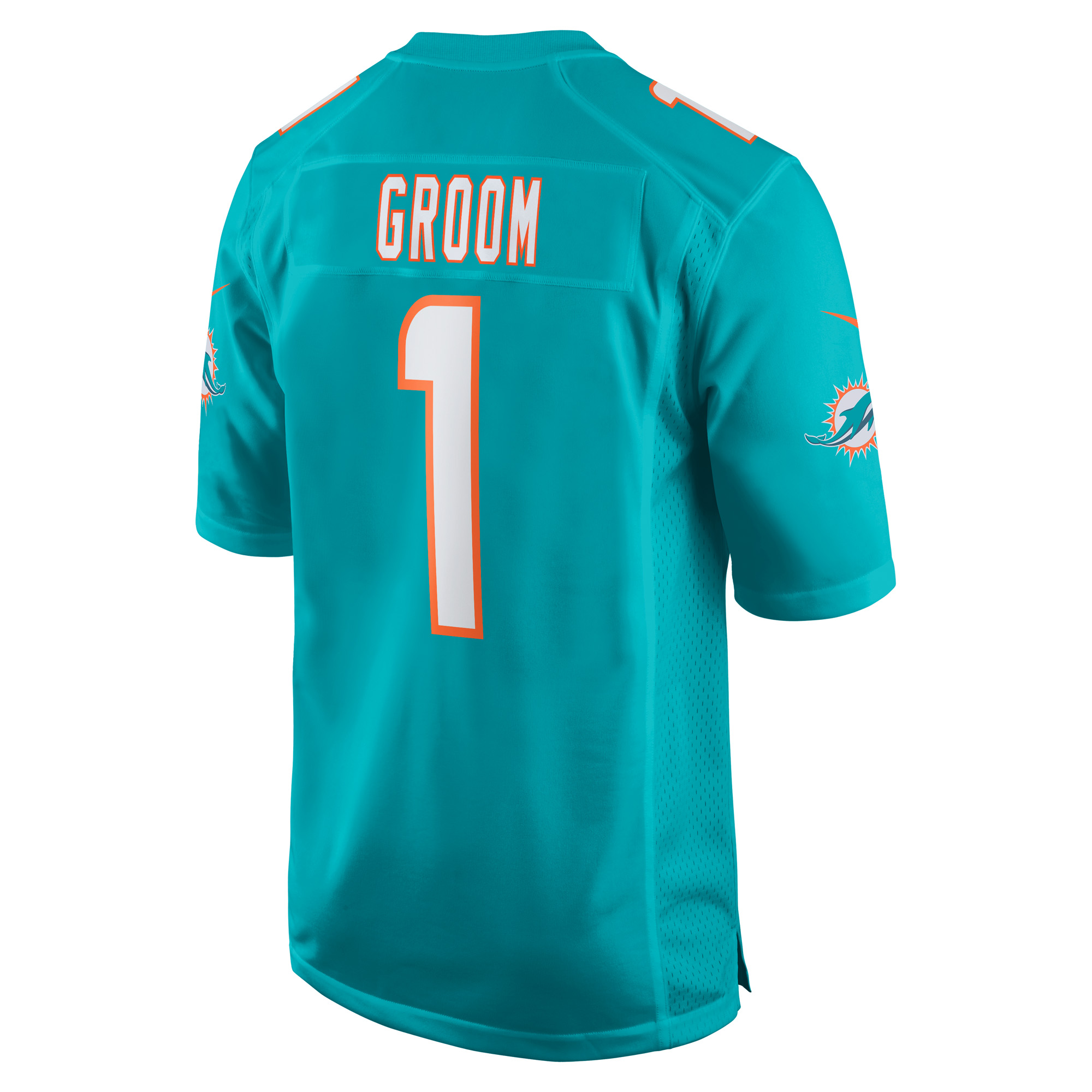 Men's Miami Dolphins Number 1 Groom Aqua Game Jersey JS5232 nicesnker - Image 3