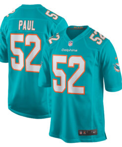 Men's Miami Dolphins Patrick Paul Aqua Game Jersey JS7702 nicesnker