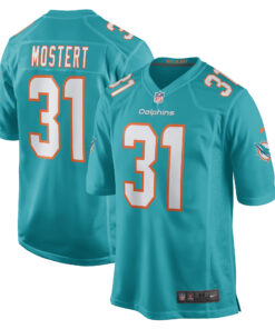 Men's Miami Dolphins Raheem Mostert Aqua Game Jersey JS3568 nicesnker