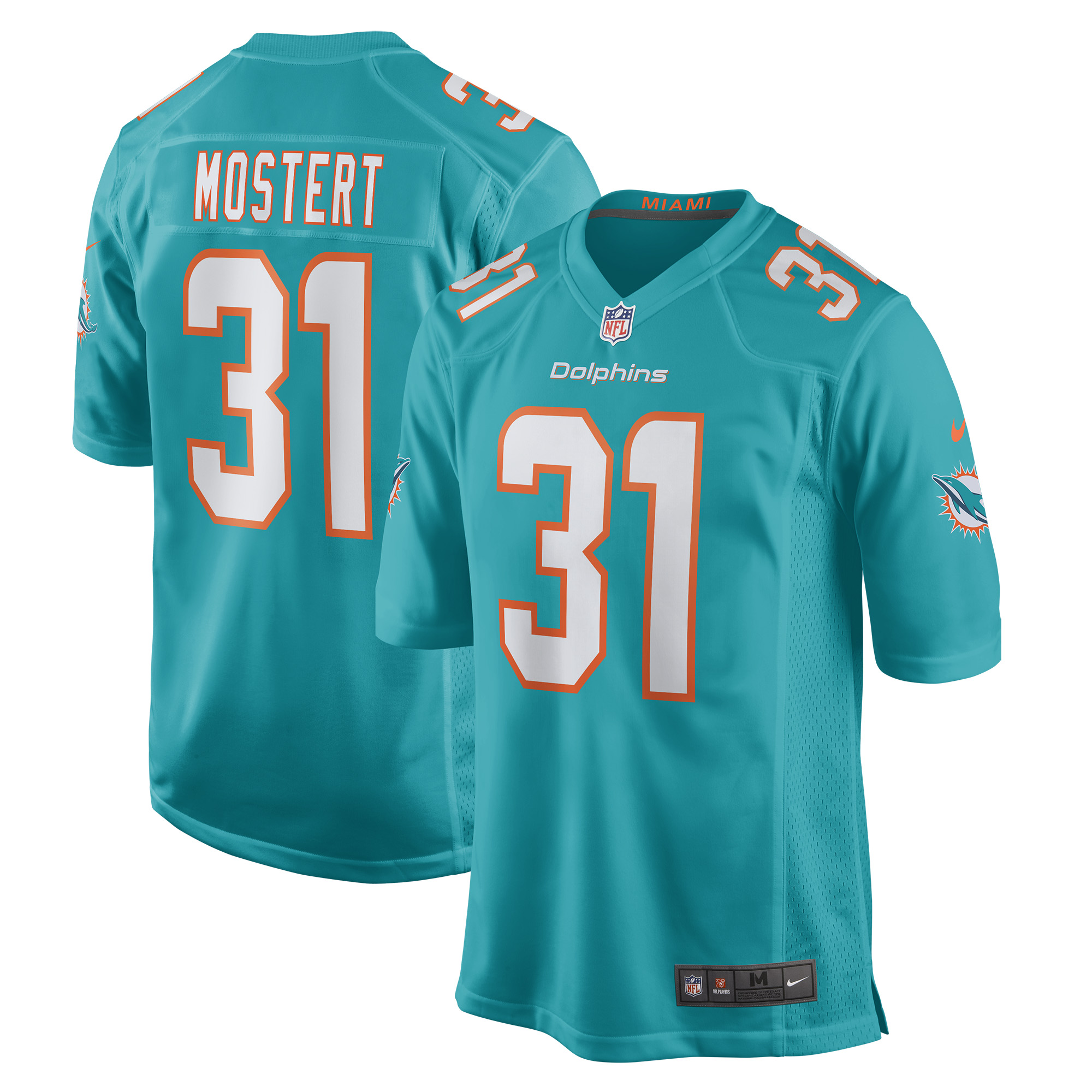 Men's Miami Dolphins Raheem Mostert Aqua Game Jersey JS3568 nicesnker