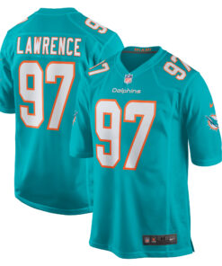 Men's Miami Dolphins Rashard Lawrence Aqua Team Game Jersey JS4292 nicesnker