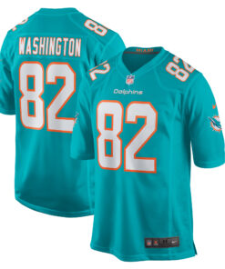 Men's Miami Dolphins Tahj Washington Aqua Game Jersey JS6587 nicesnker
