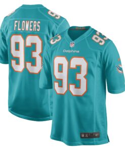 Men's Miami Dolphins Trey Flowers Aqua Game Player Jersey JS4225 nicesnker