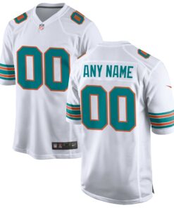 Men's Miami Dolphins White Alternate Custom Game Jersey JS3532 nicesnker