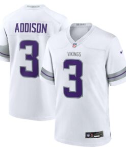 Men's Minnesota Vikings Addison White Alternate Game Player Jersey JS5779 nicesnker