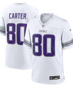 Men's Minnesota Vikings Cris Carter White Alternate Retired Player Game Jersey JS6576 nicesnker